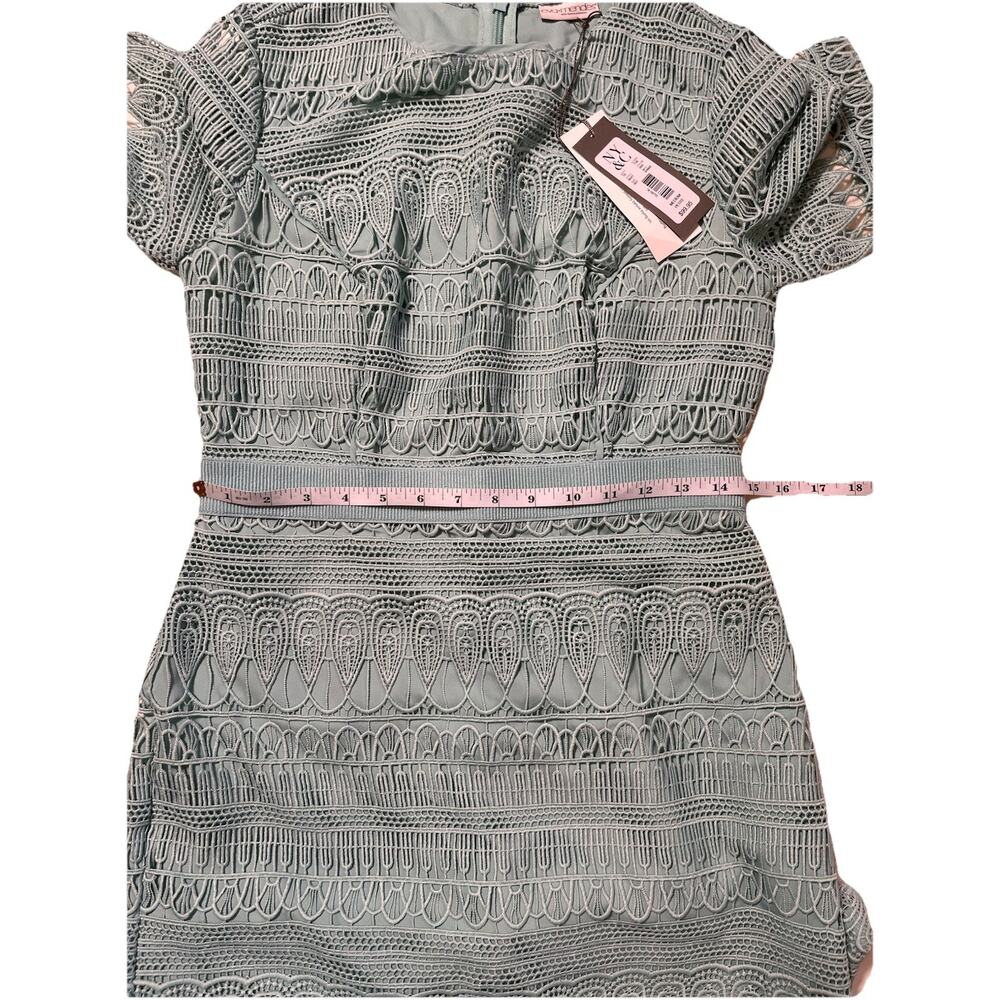 Eva Mendes NY&C Crochet Lace Midi Cocktail Dress Mint Green Petite‎ M NWT - Picture 9 of 15
